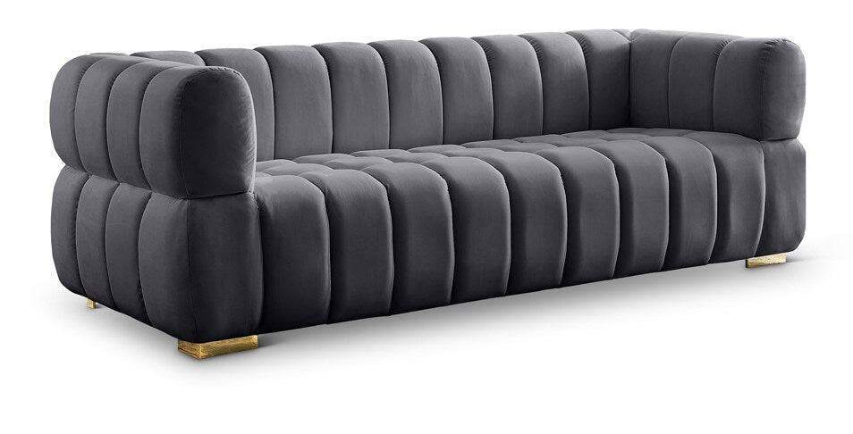 Meridian Furniture - Gwen Grey Velvet Sofa - 670Grey-S veiw 1