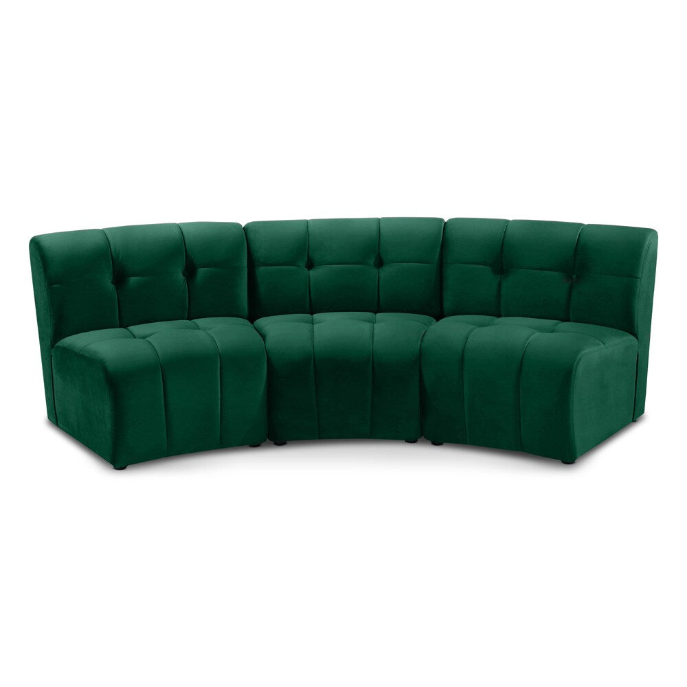 Meridian Furniture - Limitless Green Velvet 3pc. Modular Sectional - 645Green-3PC veiw 1