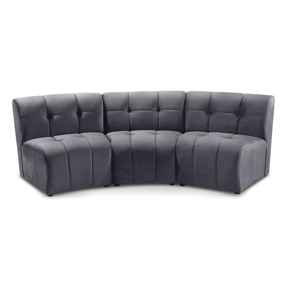 Meridian Furniture - Limitless Grey Velvet 3pc. Modular Sectional - 645Grey-3PC veiw 1