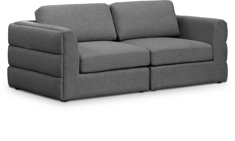 Meridian Furniture - Beckham Grey Durable Linen Textured Fabric Modular Sofa - 2Pc - 681Grey-S76A veiw 1