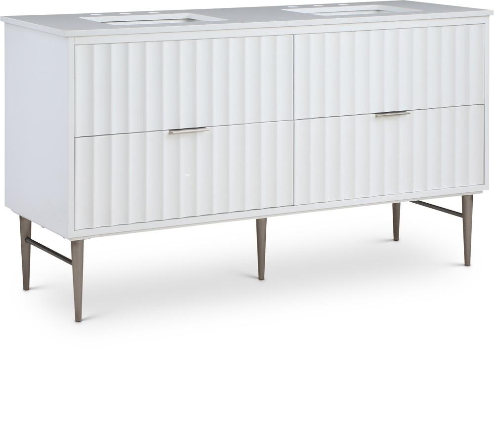 Meridian Furniture - Modernist White Bathroom Vanity - 402White-60 veiw 1