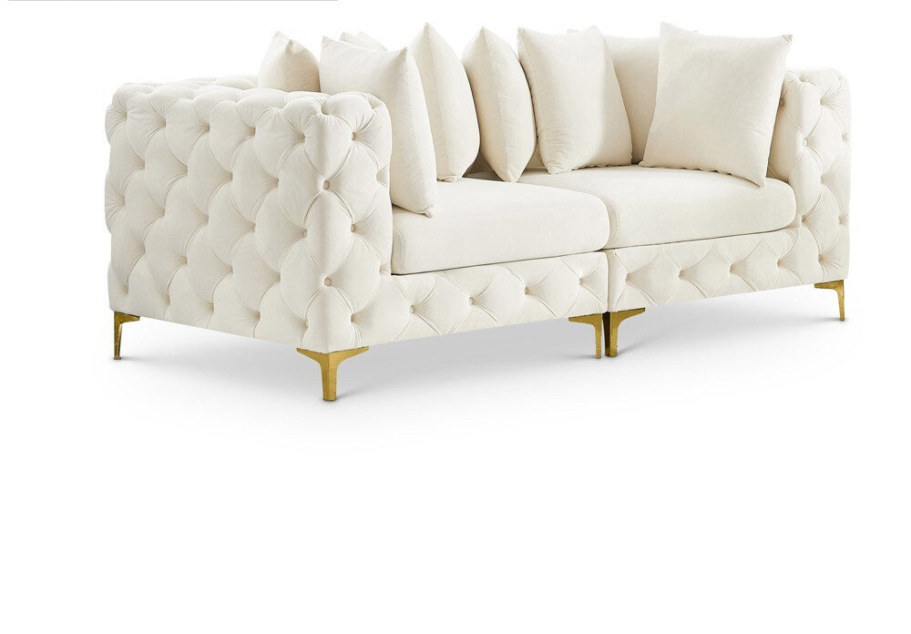 Meridian Furniture - Tremblay Cream Velvet Modular Sofa - 2Pc - 686Cream-S78 veiw 1