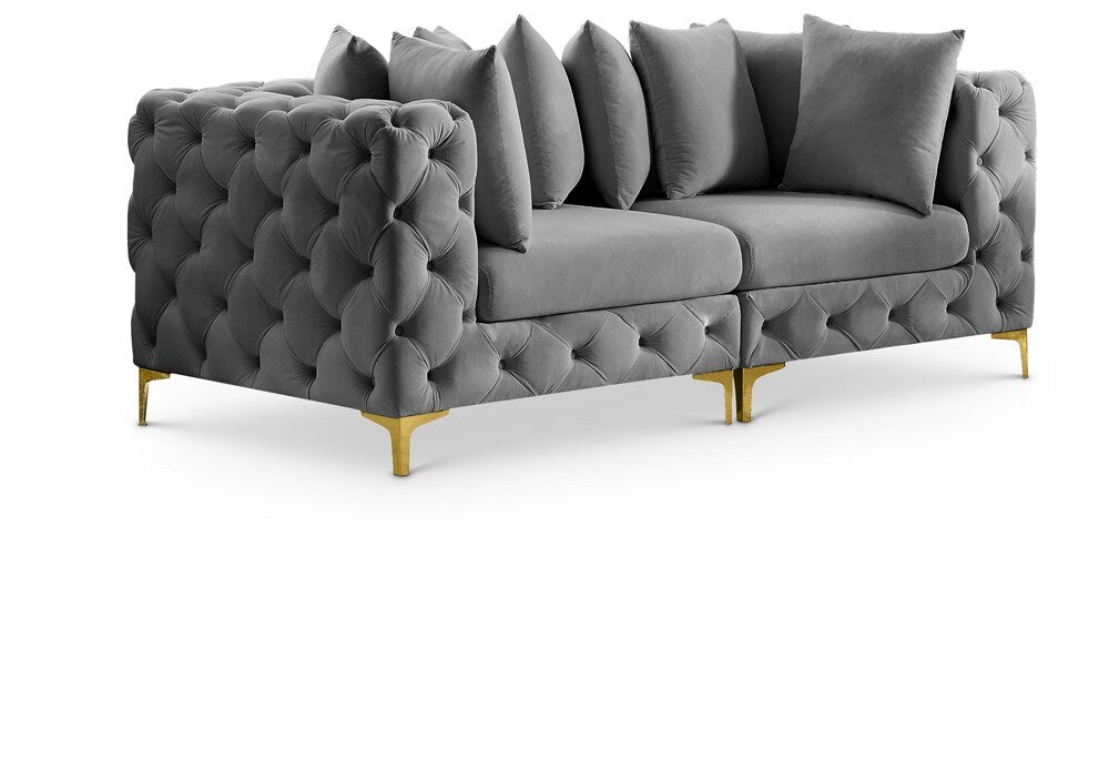 Meridian Furniture - Tremblay Grey Velvet Modular Sofa - 2Pc - 686Grey-S78 veiw 1