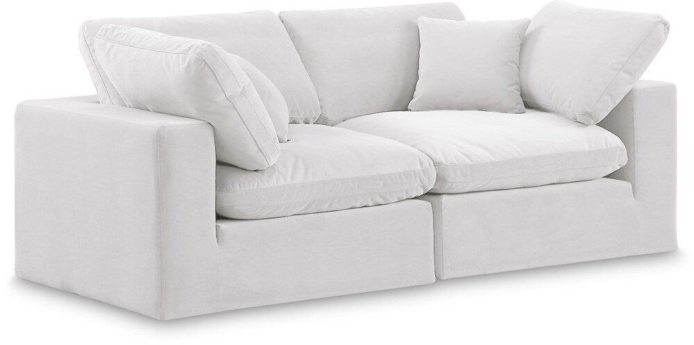 Meridian Furniture - Comfy Cream Velvet Modular Sofa - 2Pc - 189Cream-S80 veiw 1