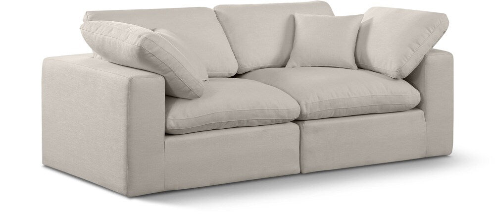 Meridian Furniture - Comfy Beige Linen Textured Fabric Modular Sofa - 2Pc - 187Beige-S80 veiw 1