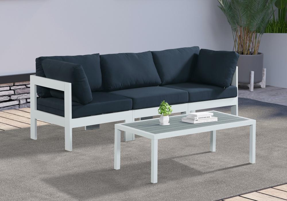 Meridian Furniture - Nizuc Navy Water Resistant Fabric Outdoor Patio Modular Sofa - 3Pc - 375Navy-S90A veiw 4