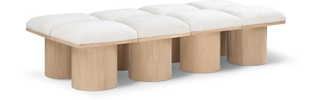 Meridian Furniture - Pavilion Cream Boucle Fabric Bench - 8Pc - 465Cream-8C veiw 1