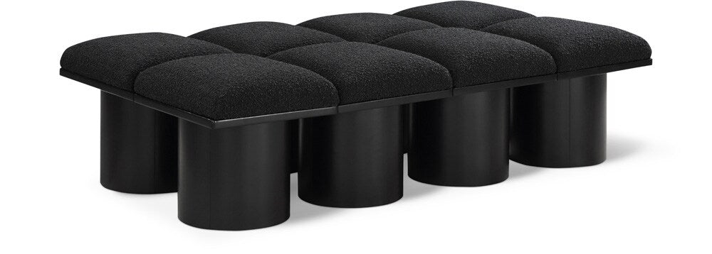 Meridian Furniture - Pavilion Black Boucle Fabric Bench - 8Pc - 466Black-8D veiw 1