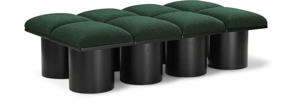 Meridian Furniture - Pavilion Green Boucle Fabric Bench - 8Pc - 466Green-8D veiw 1