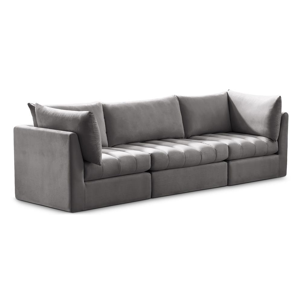Meridian Furniture - Jacob Grey Velvet Modular Sofa - 3Pc - 649Grey-S103 veiw 1