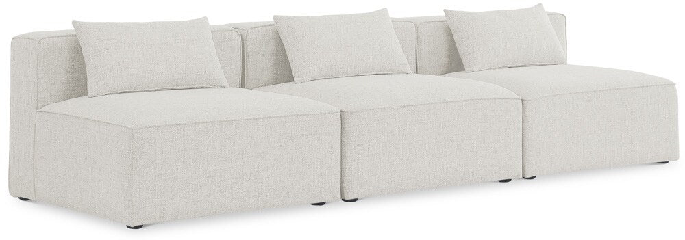 Meridian Furniture - Cube Cream Durable Linen Textured Modular Sofa - 3Pc - 630Cream-S108A veiw 1