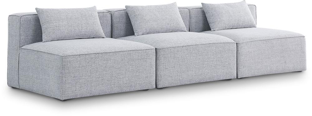Meridian Furniture - Cube Grey Durable Linen Textured Modular Sofa - 3Pc - 630Grey-S108A veiw 1