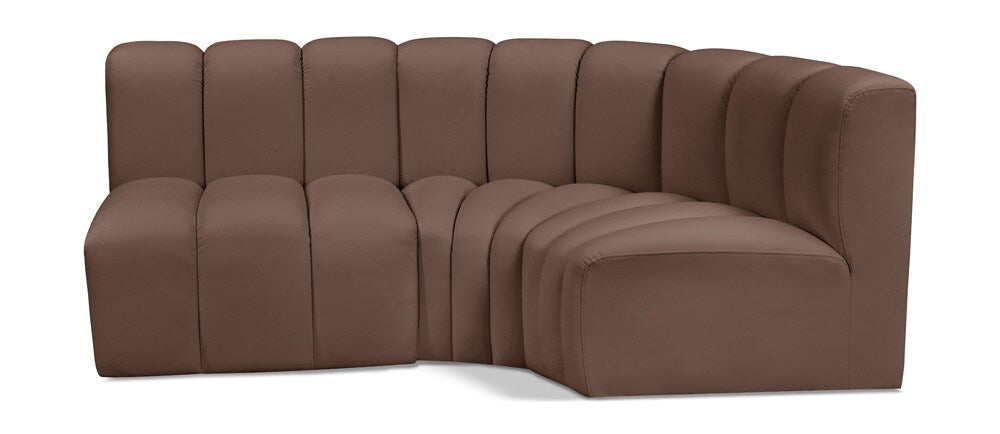 Meridian Furniture - Arc Brown Vegan Leather Modular Sofa - 3Pc - 101Brown-S3A veiw 1