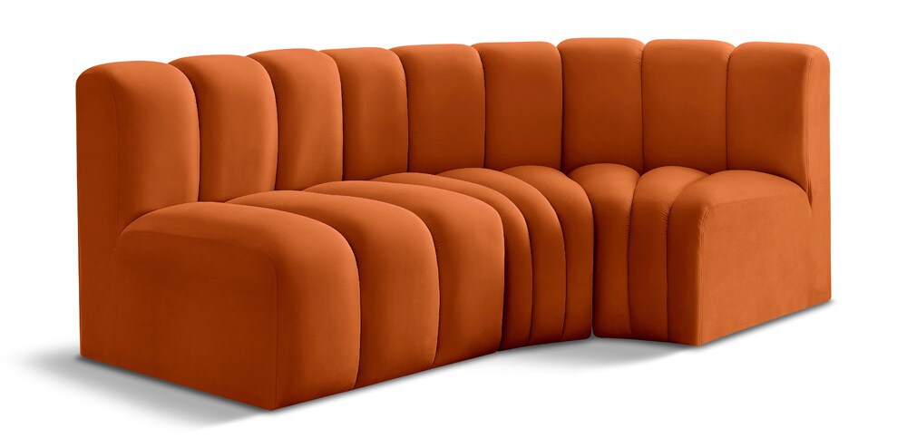Meridian Furniture - Arc Cognac Velvet Modular Sofa - 3Pc - 103Cognac-S3A veiw 1