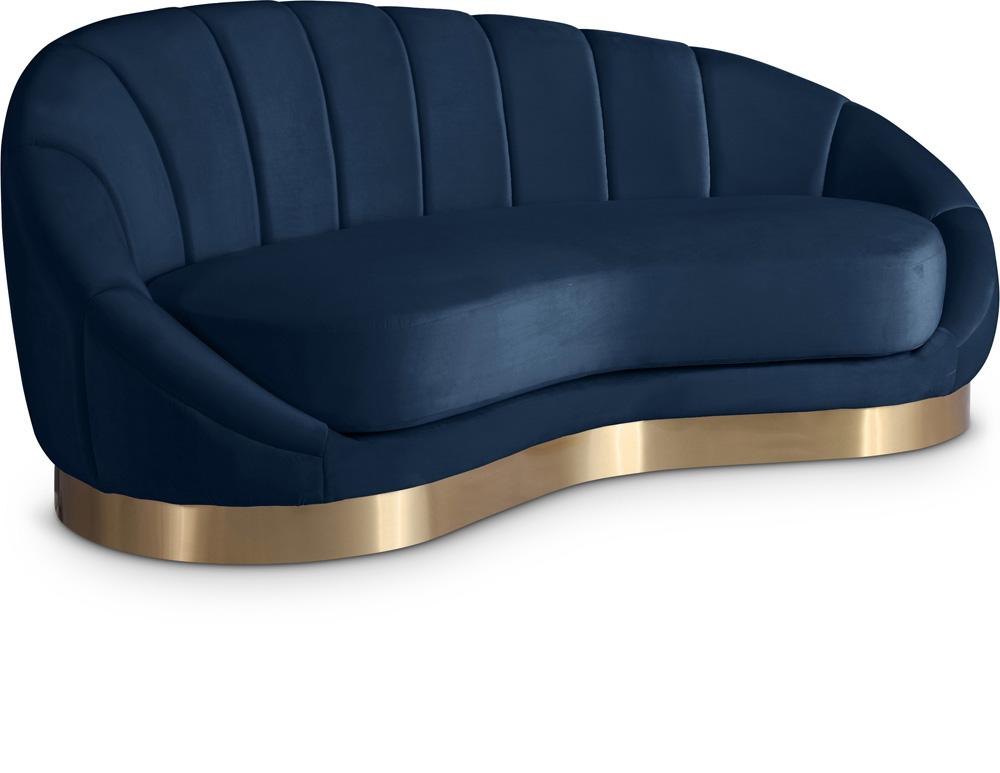 Meridian Furniture - Shelly Navy Velvet Chaise - 623Navy-Chaise veiw 1