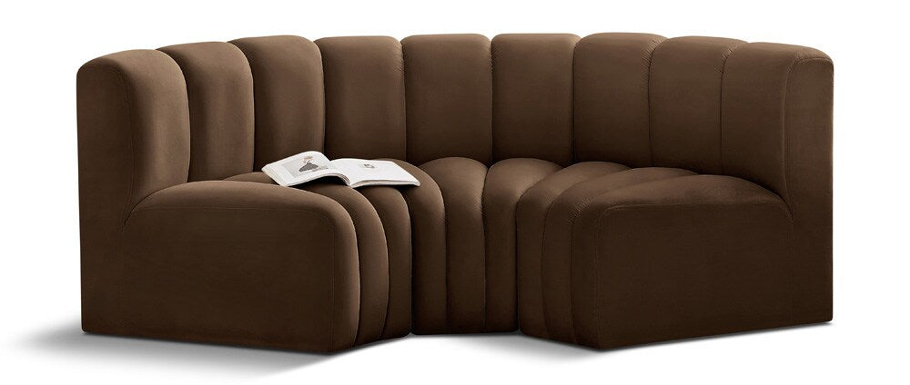 Meridian Furniture - Arc Brown Velvet Modular Sofa - 3Pc - 103Brown-S3C veiw 1
