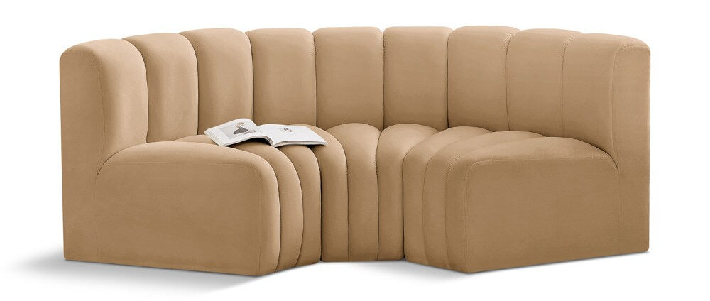 Meridian Furniture - Arc Camel Velvet Modular Sofa - 3Pc - 103Camel-S3C veiw 1
