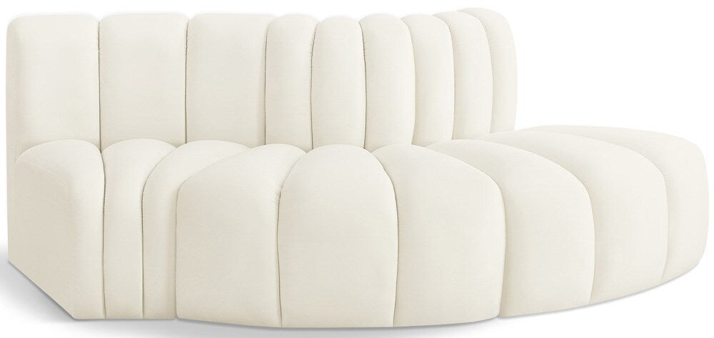 Meridian Furniture - Arc Cream Velvet Modular Sofa - 3Pc - 103Cream-S3E veiw 1