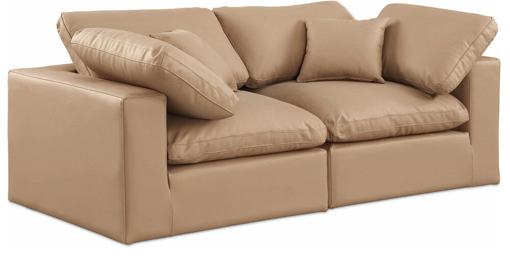 Meridian Furniture - Comfy Tan Vegan Leather Modular Sofa - 2Pc - 188Tan-S80 veiw 1