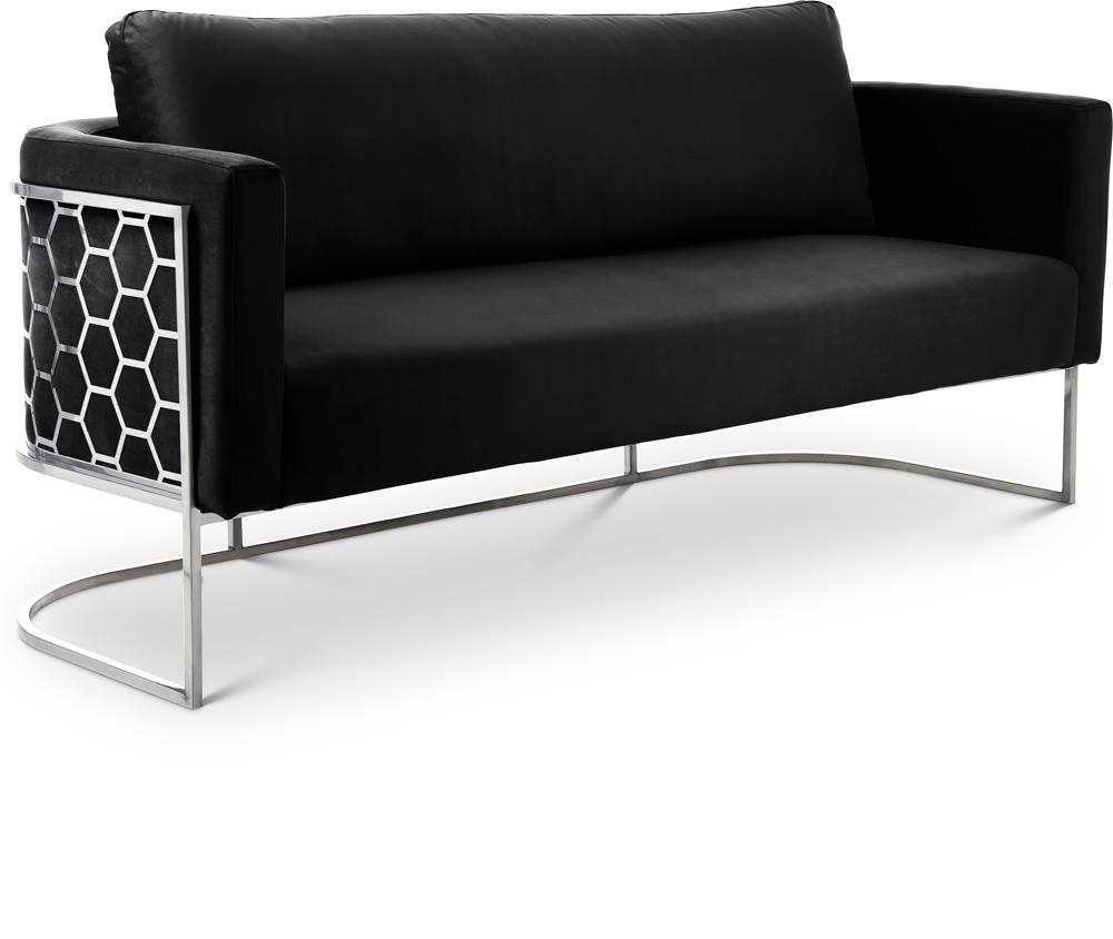 Meridian Furniture - Casa Black Velvet Sofa - 691Black-S veiw 1