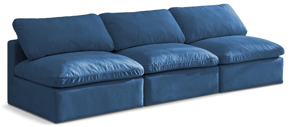 Meridian Furniture - Plush Navy Velvet Standard Comfort Modular Sofa - 3Pc - 602Navy-S3 veiw 1