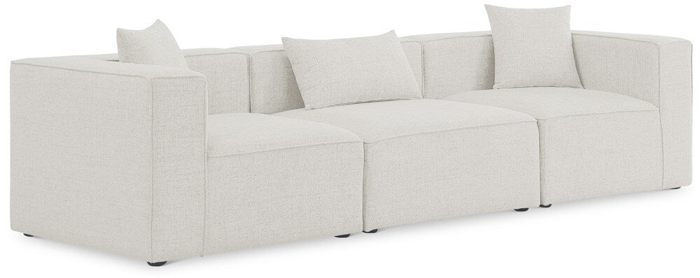 Meridian Furniture - Cube Cream Durable Linen Textured Modular Sofa - 3Pc - 630Cream-S108B veiw 1