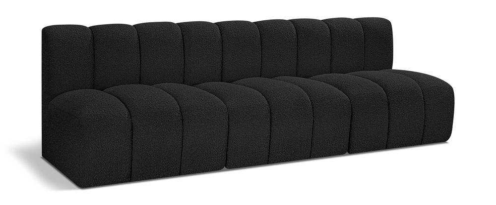 Meridian Furniture - Arc Black Boucle Fabric Modular Sofa - 3Pc - 102Black-S3F veiw 1