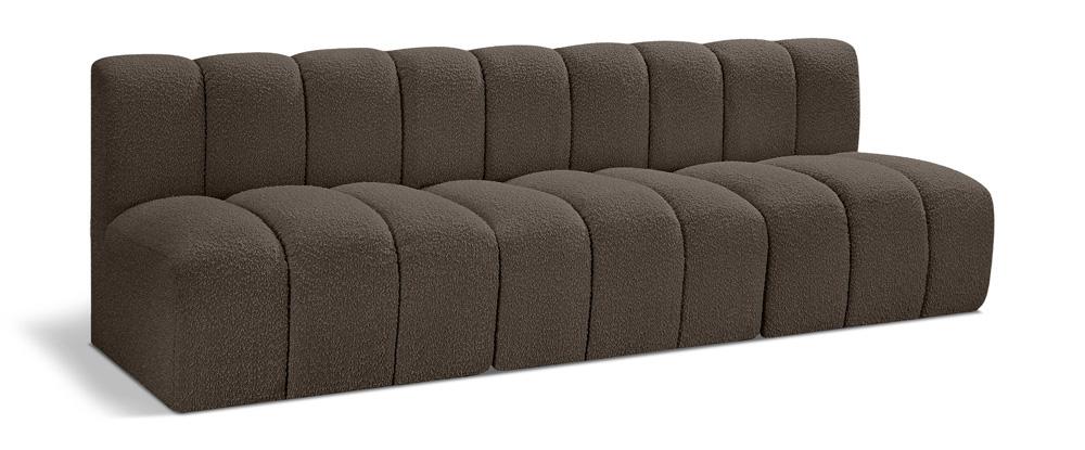 Meridian Furniture - Arc Brown Boucle Fabric Modular Sofa - 3Pc - 102Brown-S3F veiw 1
