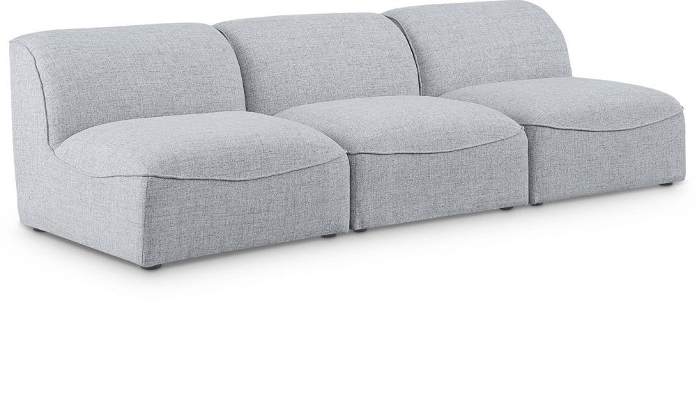 Meridian Furniture - Miramar Grey Durable Linen Textured Modular Sofa - 3Pc - 683Grey-S99 veiw 1