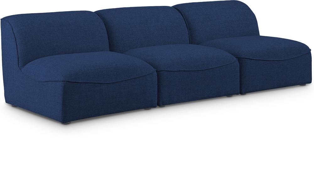 Meridian Furniture - Miramar Navy Durable Linen Textured Modular Sofa - 3Pc - 683Navy-S99 veiw 1