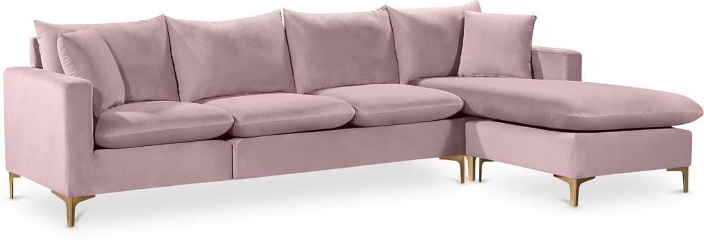Meridian Furniture - Naomi Pink Velvet 2pc. Reversible Sectional - 636Pink-Sectional veiw 1