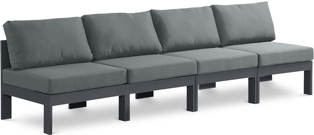 Meridian Furniture - Nizuc Grey Water Resistant Fabric Outdoor Patio Modular Sofa - 4Pc - 376Grey-S120B veiw 1