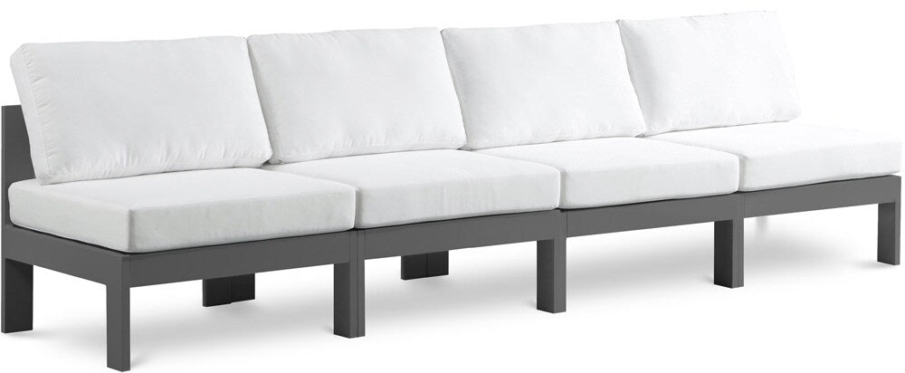 Meridian Furniture - Nizuc White Water Resistant Fabric Outdoor Patio Modular Sofa - 4Pc - 376White-S120B veiw 1