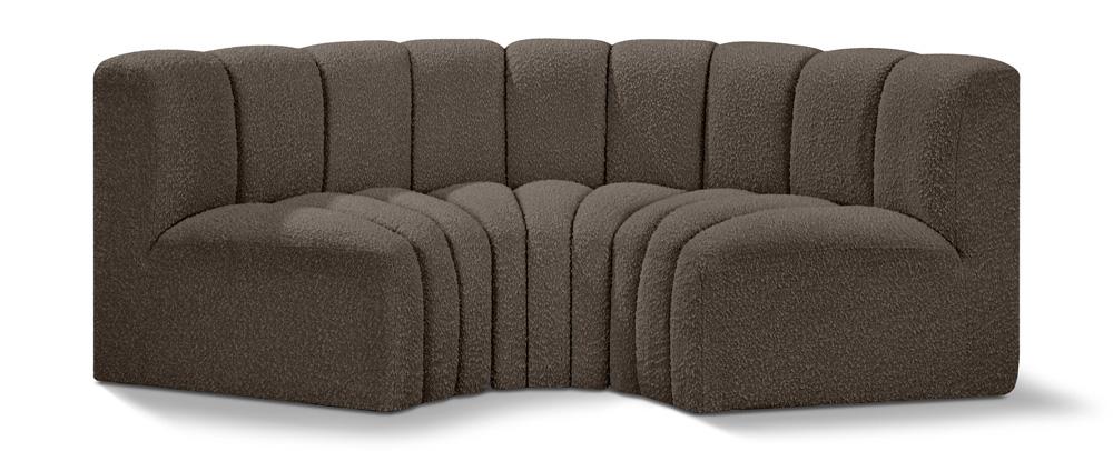 Meridian Furniture - Arc Brown Boucle Fabric Modular Sofa - 3Pc - 102Brown-S3C veiw 1