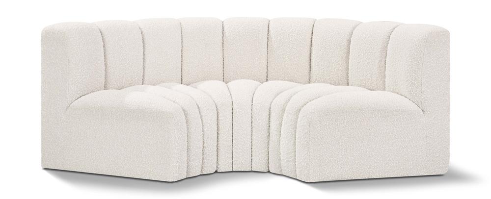 Meridian Furniture - Arc Cream Boucle Fabric Modular Sofa - 3Pc - 102Cream-S3C veiw 1