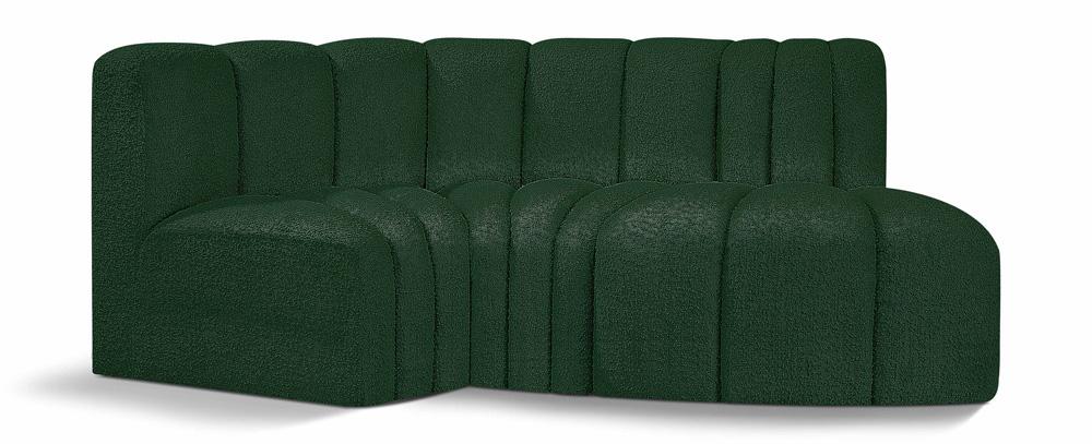 Meridian Furniture - Arc Green Boucle Fabric Modular Sofa - 3Pc - 102Green-S3D veiw 1