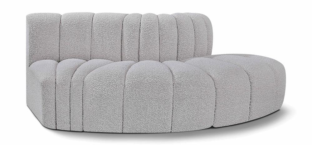 Meridian Furniture - Arc Grey Boucle Fabric Modular Sofa - 3Pc - 102Grey-S3E veiw 1