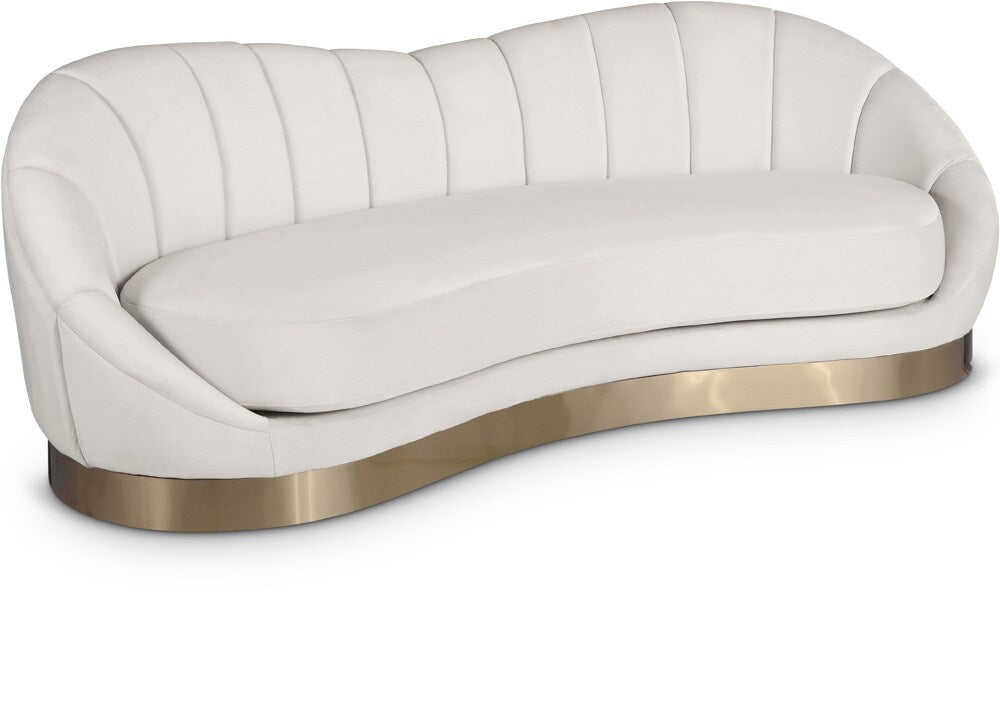 Meridian Furniture - Shelly Cream Velvet Sofa - 623Cream-S veiw 1