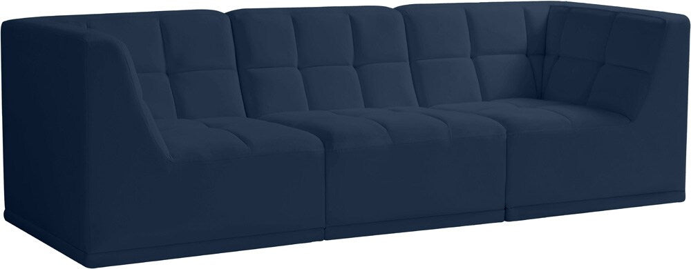 Meridian Furniture - Relax Navy Velvet Modular Sofa - 3Pc - 650Navy-S98 veiw 1