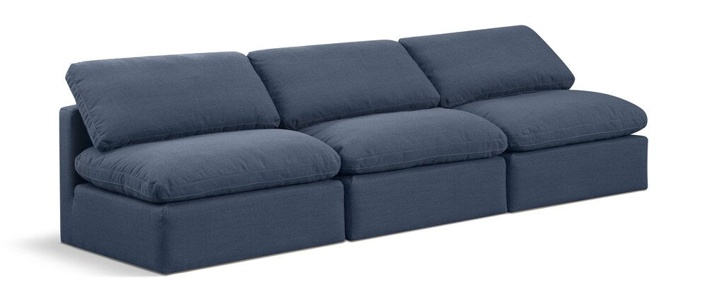 Meridian Furniture - Indulge Navy Linen Textured Fabric Modular Sofa - 3Pc - 141Navy-S3 veiw 1
