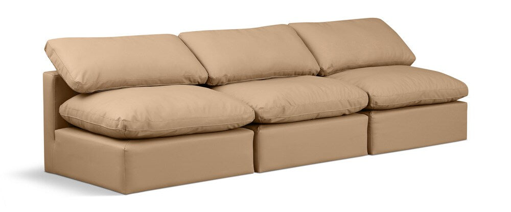 Meridian Furniture - Indulge Tan Vegan Leather Modular Sofa - 3Pc - 146Tan-S3 veiw 1