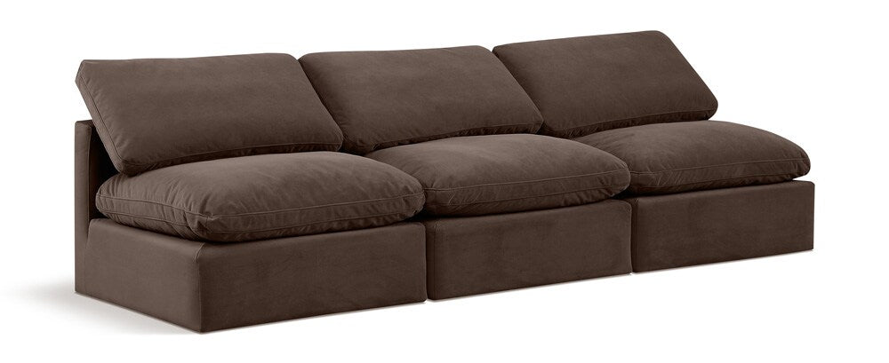 Meridian Furniture - Indulge Brown Velvet Modular Sofa - 3Pc - 147Brown-S3 veiw 1