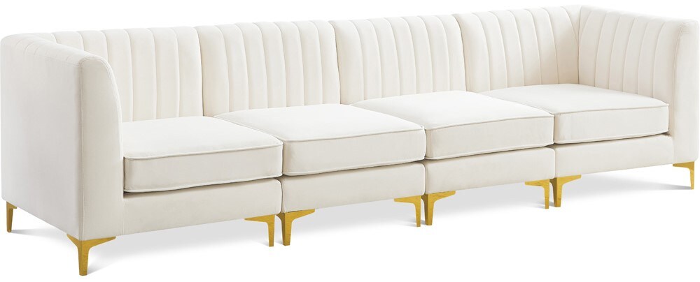 Meridian Furniture - Alina Cream Velvet Modular Sofa - 4Pc - 604Cream-S119 veiw 1