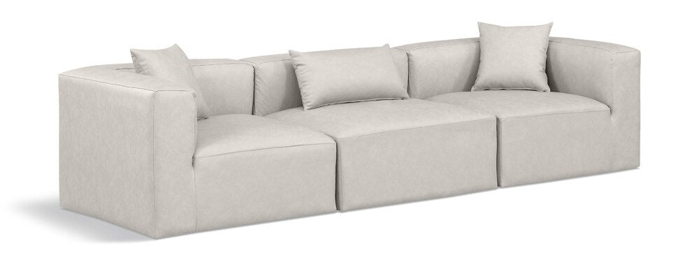 Meridian Furniture - Cube Cream Vegan Leather Modular Sofa - 3Pc - 668Cream-S108B veiw 1