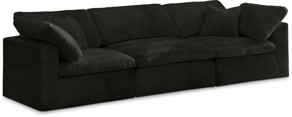 Meridian Furniture - Cozy Black Velvet Comfort Modular Sofa - 3Pc - 634Black-S119 veiw 1