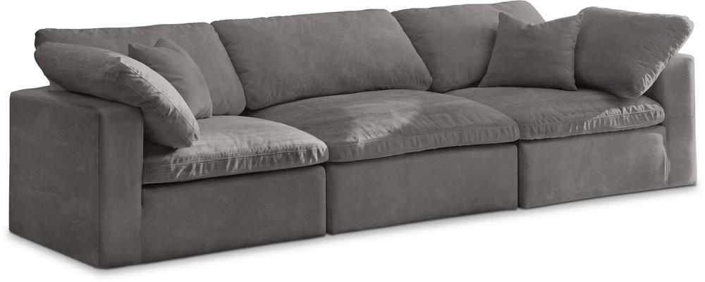 Meridian Furniture - Cozy Grey Velvet Comfort Modular Sofa - 3Pc - 634Grey-S119 veiw 1