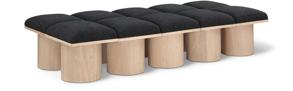 Meridian Furniture - Pavilion Black Boucle Fabric Bench - 10Pc - 465Black-10D veiw 1