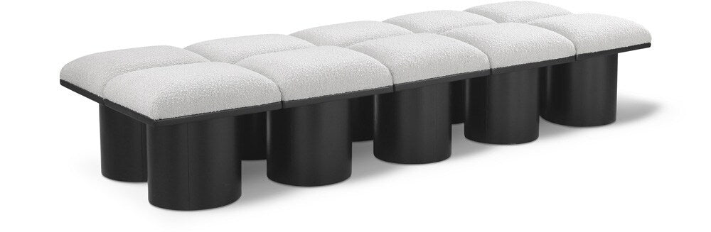 Meridian Furniture - Pavilion Cream Boucle Fabric Bench - 10Pc - 466Cream-10C veiw 1