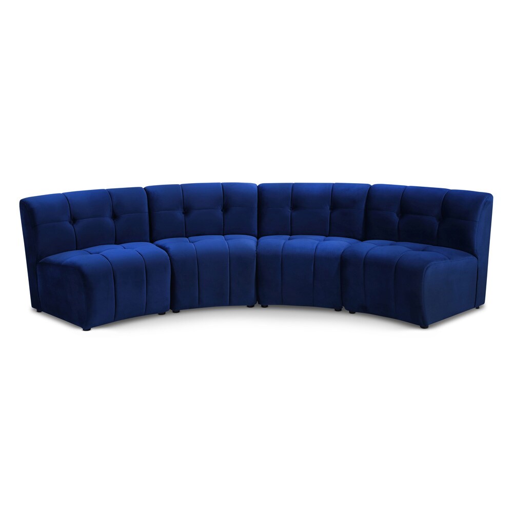 Meridian Furniture - Limitless Navy Velvet 4pc. Modular Sectional - 645Navy-4PC veiw 1