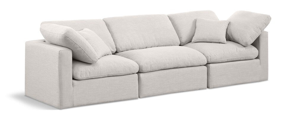 Meridian Furniture - Indulge Cream Linen Textured Fabric Modular Sofa - 3Pc - 141Cream-S105 veiw 1
